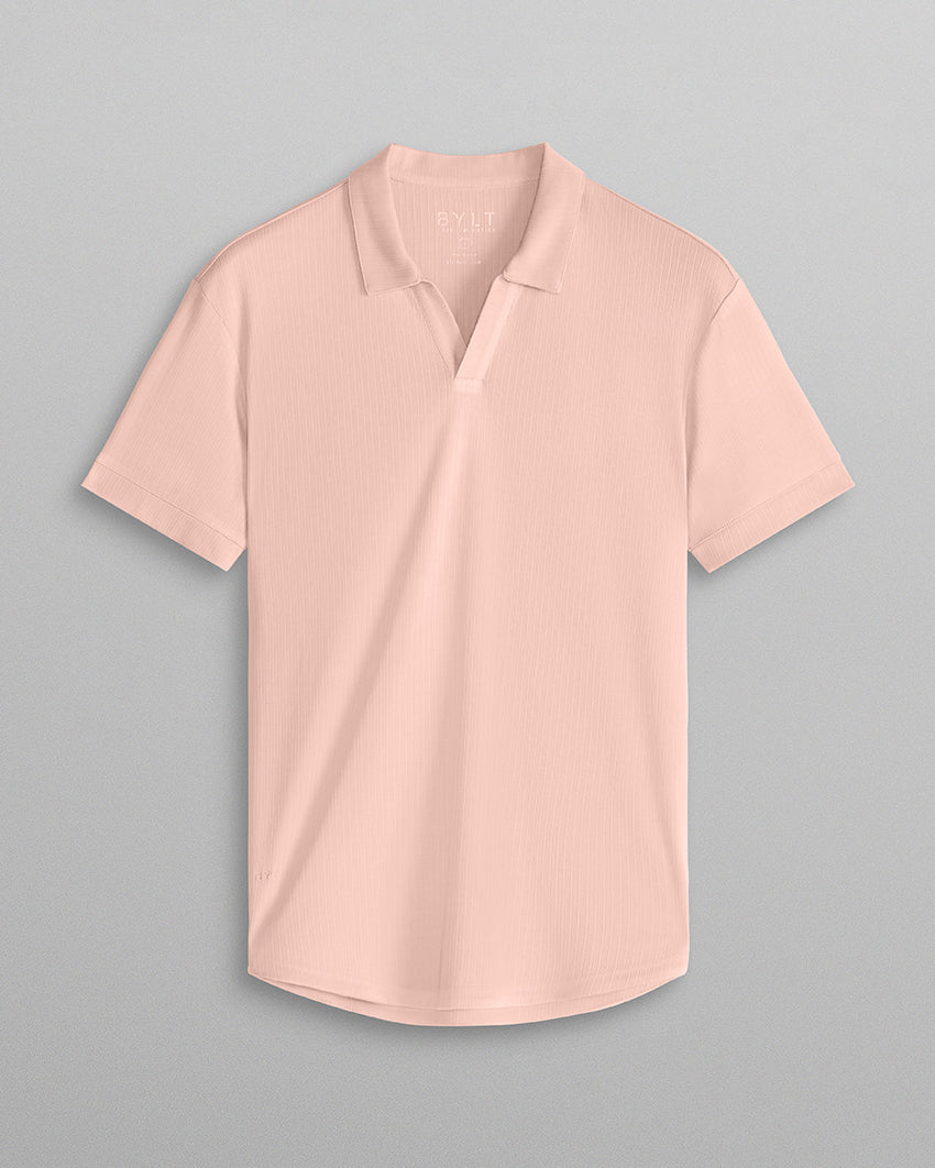 2-Item Ribbed Short Sleeve Open V Polo Bundle